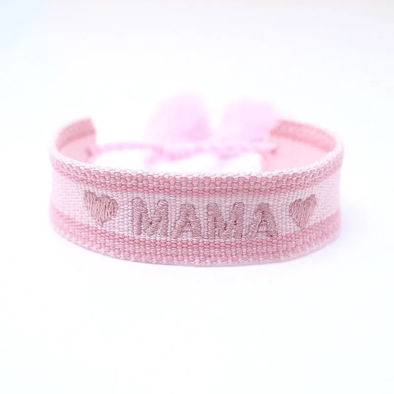 Wholesale Polyester Cord Weaving Mother's Day Bracelet Wrist Strap