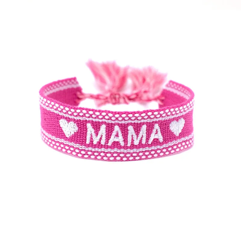 Wholesale Polyester Cord Weaving Mother's Day Bracelet Wrist Strap