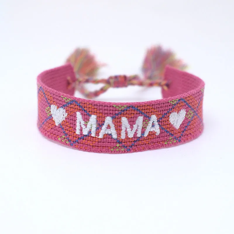 Wholesale Polyester Cord Weaving Mother's Day Bracelet Wrist Strap