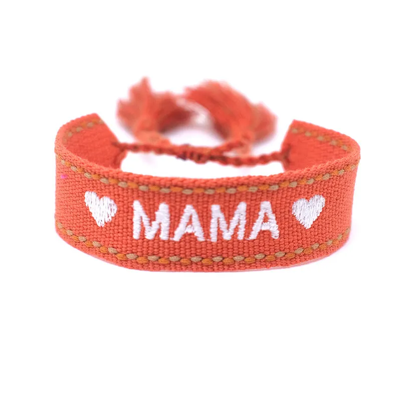 Wholesale Polyester Cord Weaving Mother's Day Bracelet Wrist Strap