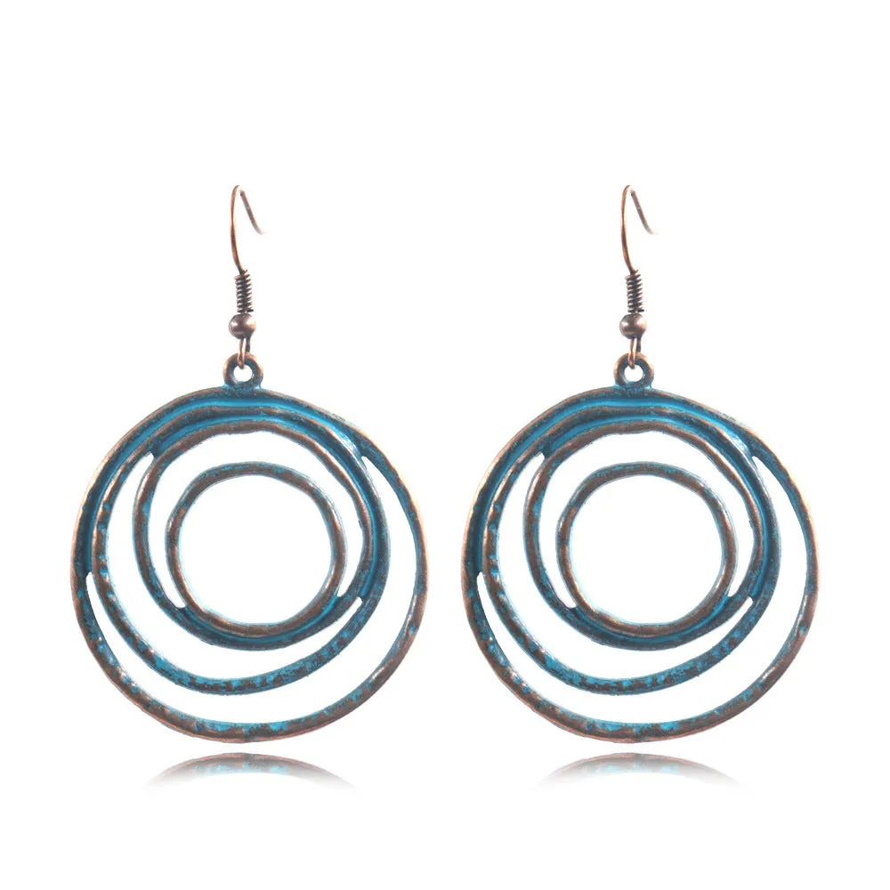 Wholesale Popular Retro Bohemian Geometric Alloy Exaggerated Earrings