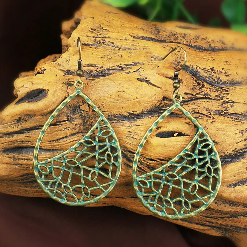 Wholesale Popular Retro Bohemian Geometric Alloy Exaggerated Earrings