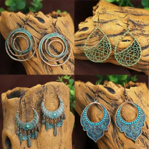 Wholesale Popular Retro Bohemian Geometric Alloy Exaggerated Earrings