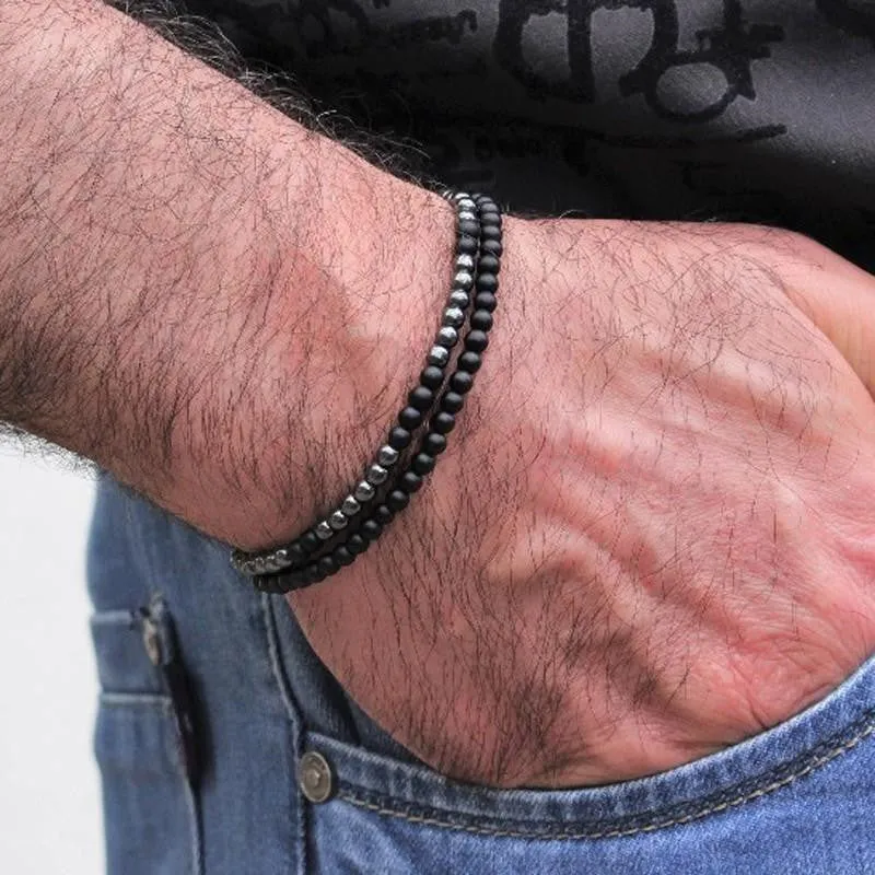 Wholesale Punk Bracelet Micro-set Zircon Diamond Ball Skull Set Bracelet Men's Bead Bracelet