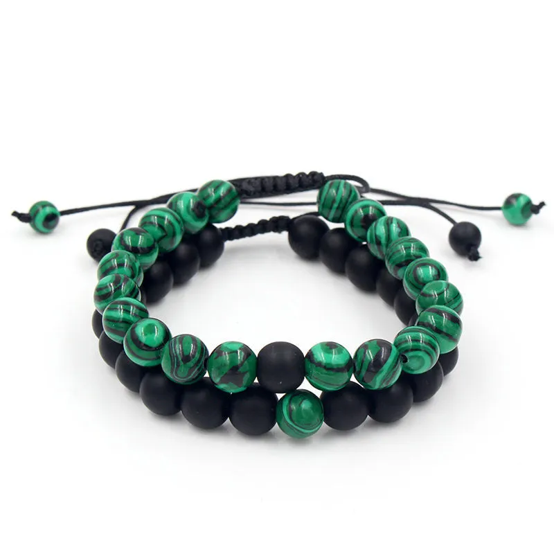 Wholesale Punk Bracelet Micro-set Zircon Diamond Ball Skull Set Bracelet Men's Bead Bracelet
