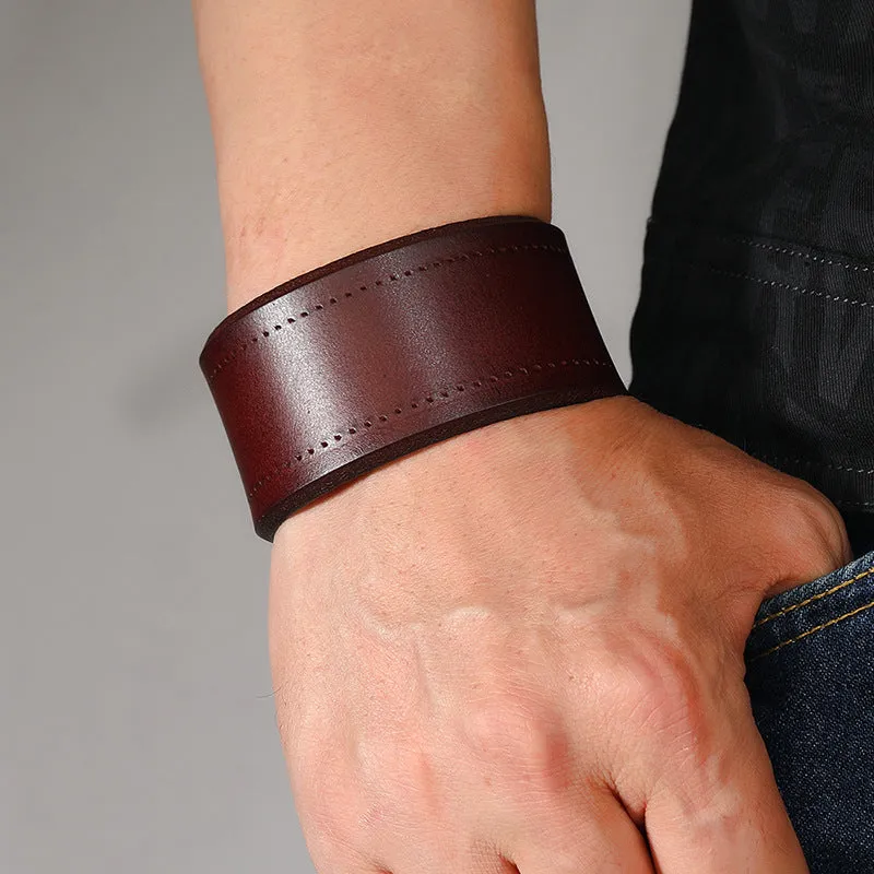 Wholesale Punk New Style Simple Punk Style Men's Head Layer Cowhide Bracelet