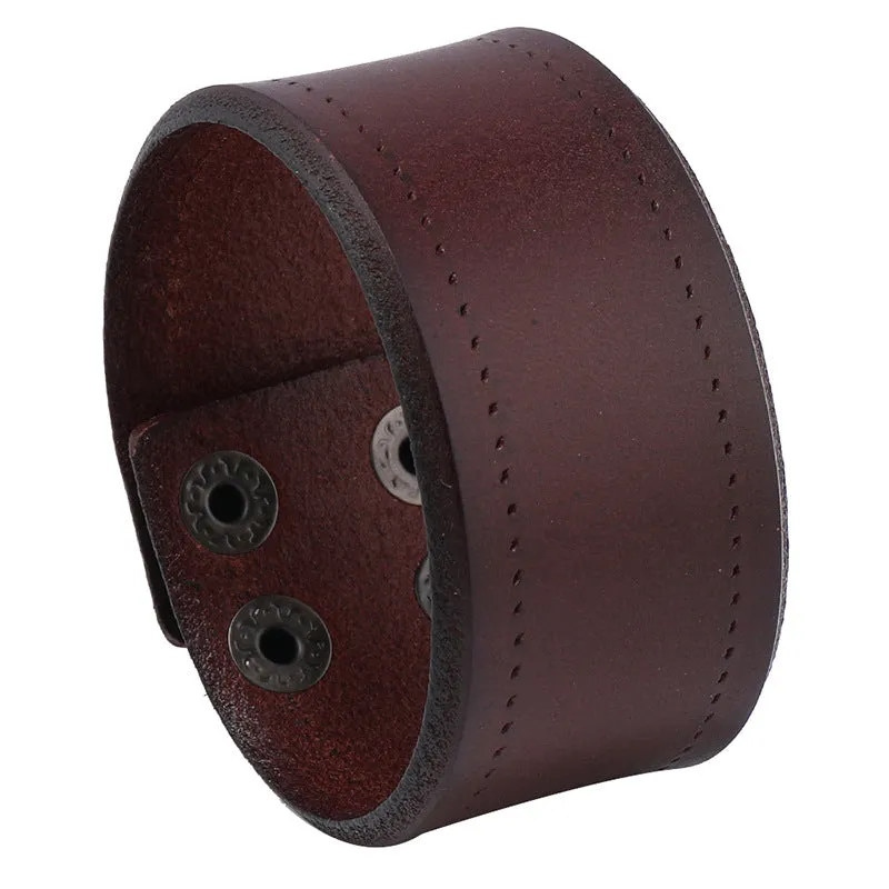 Wholesale Punk New Style Simple Punk Style Men's Head Layer Cowhide Bracelet
