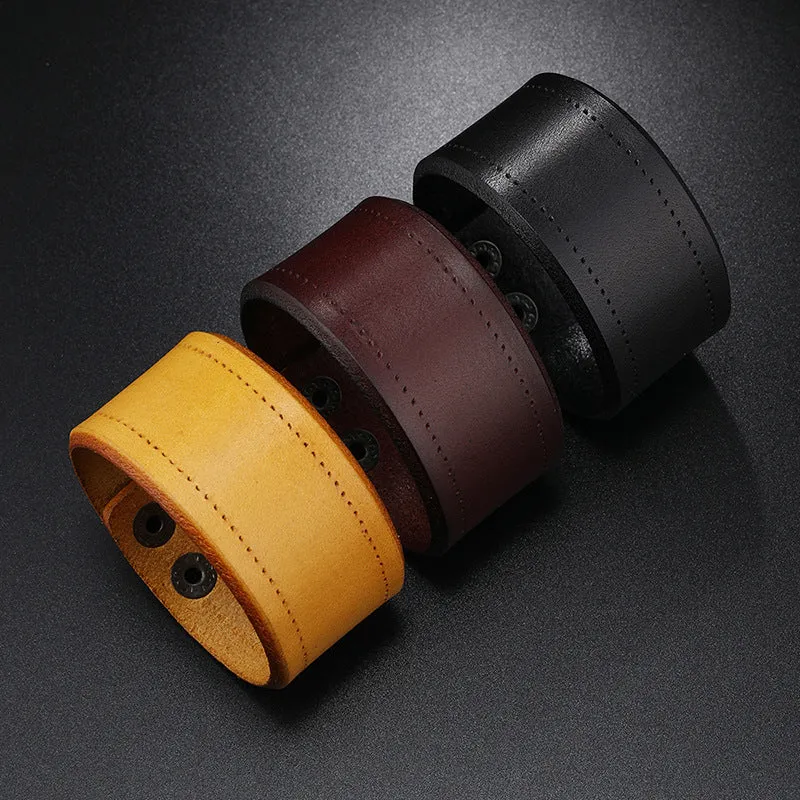 Wholesale Punk New Style Simple Punk Style Men's Head Layer Cowhide Bracelet