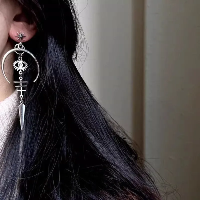Wholesale Punk Rock Halloween Goth Devil Eyes Silver Plated Earrings