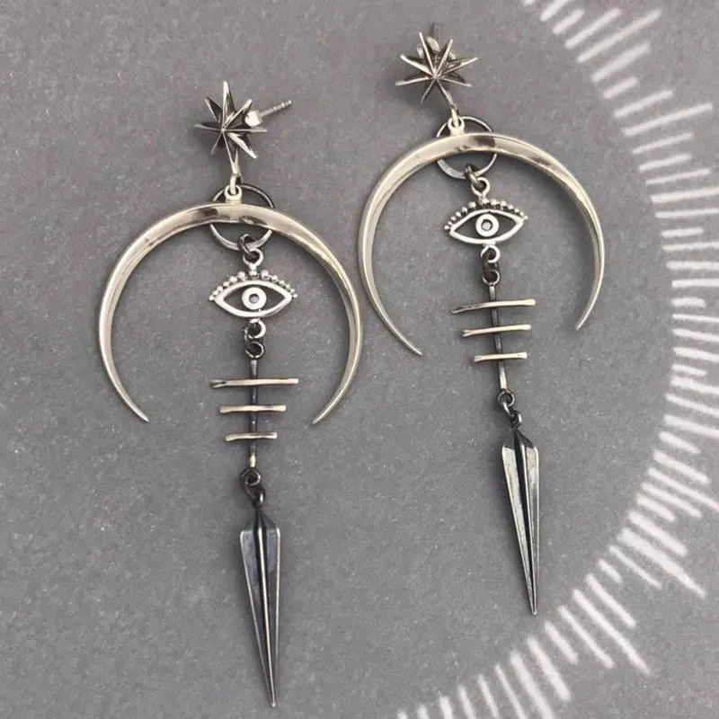 Wholesale Punk Rock Halloween Goth Devil Eyes Silver Plated Earrings