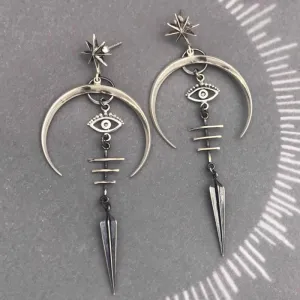 Wholesale Punk Rock Halloween Goth Devil Eyes Silver Plated Earrings