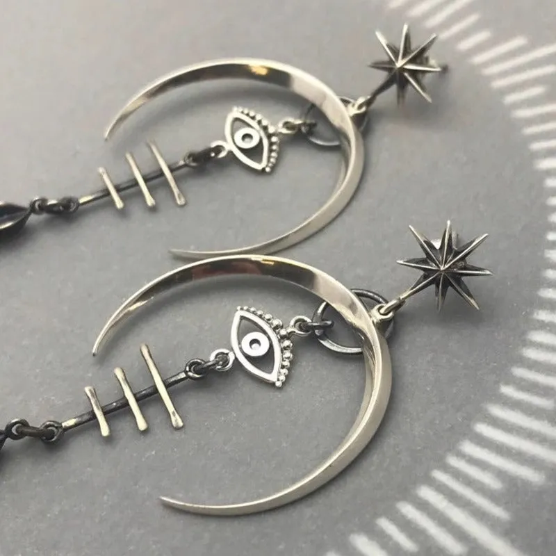 Wholesale Punk Rock Halloween Goth Devil Eyes Silver Plated Earrings