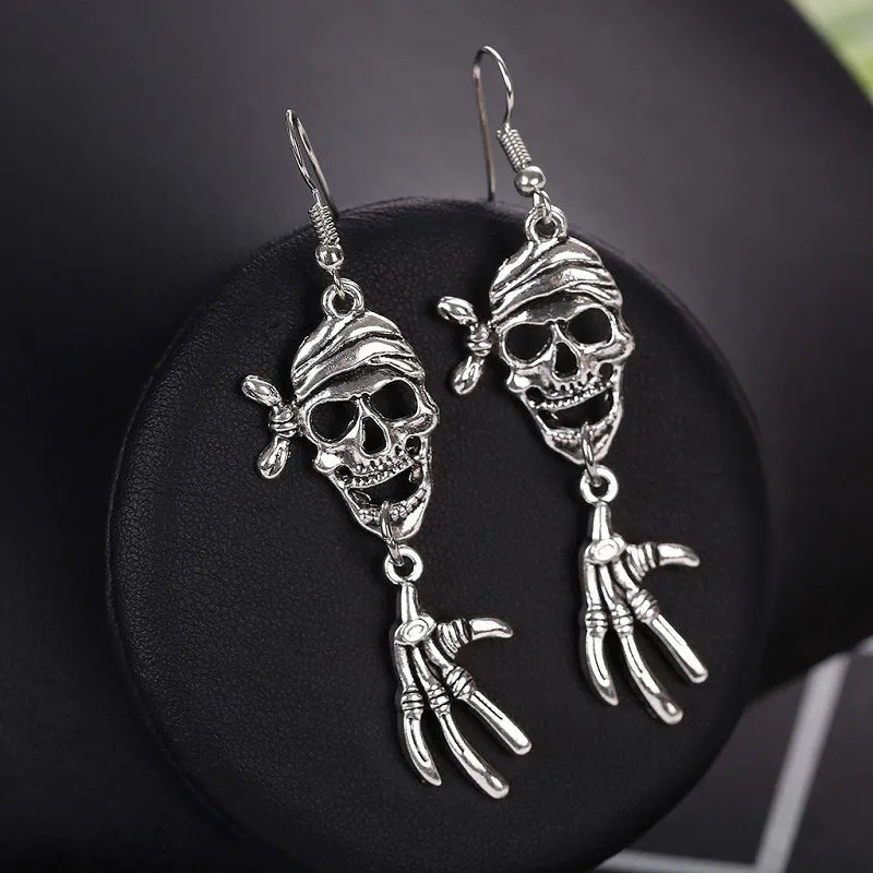 Wholesale Punk Skull Retro Rock Alloy Earrings