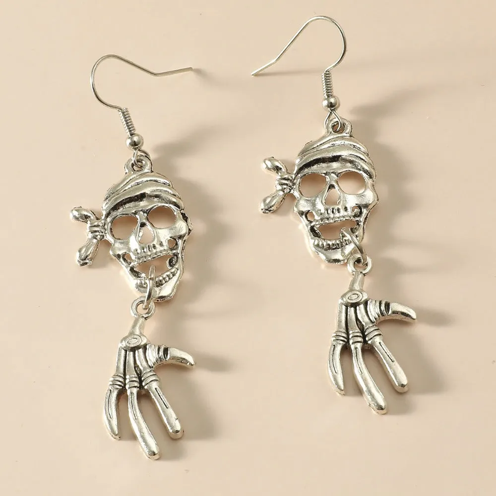 Wholesale Punk Skull Retro Rock Alloy Earrings