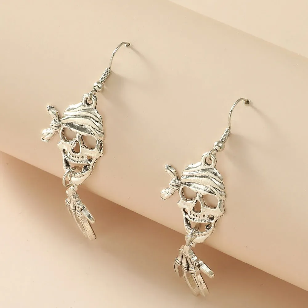 Wholesale Punk Skull Retro Rock Alloy Earrings