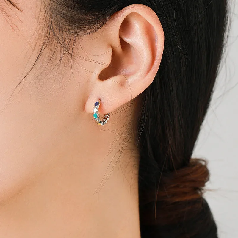 Wholesale Pure Silver Colored Red Drop Gum Heart-shaped Earrings