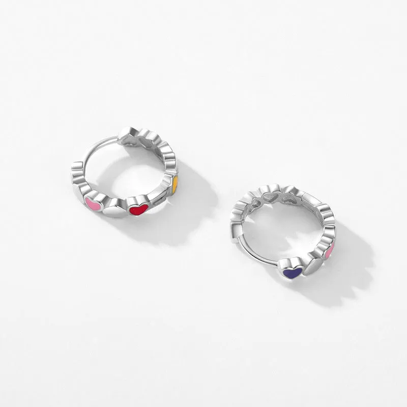 Wholesale Pure Silver Colored Red Drop Gum Heart-shaped Earrings