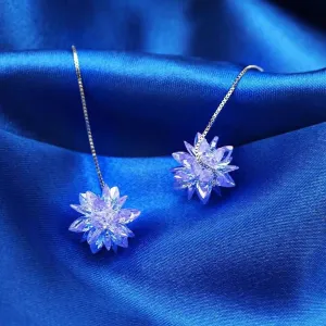Wholesale Purple Ice Flower Chain Zircon Earrings