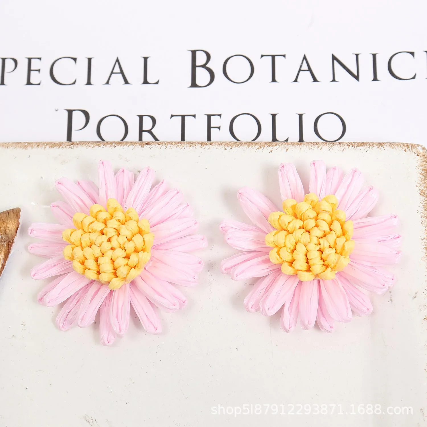 Wholesale Raffia Braided Daisy Bohemian Earrings