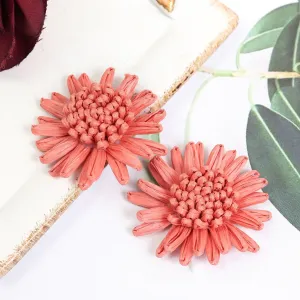 Wholesale Raffia Braided Daisy Bohemian Earrings