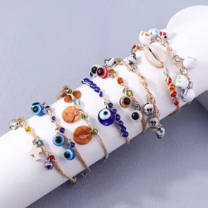 Wholesale Raffia Love Heart Demon Eye Hand Woven Bracelet