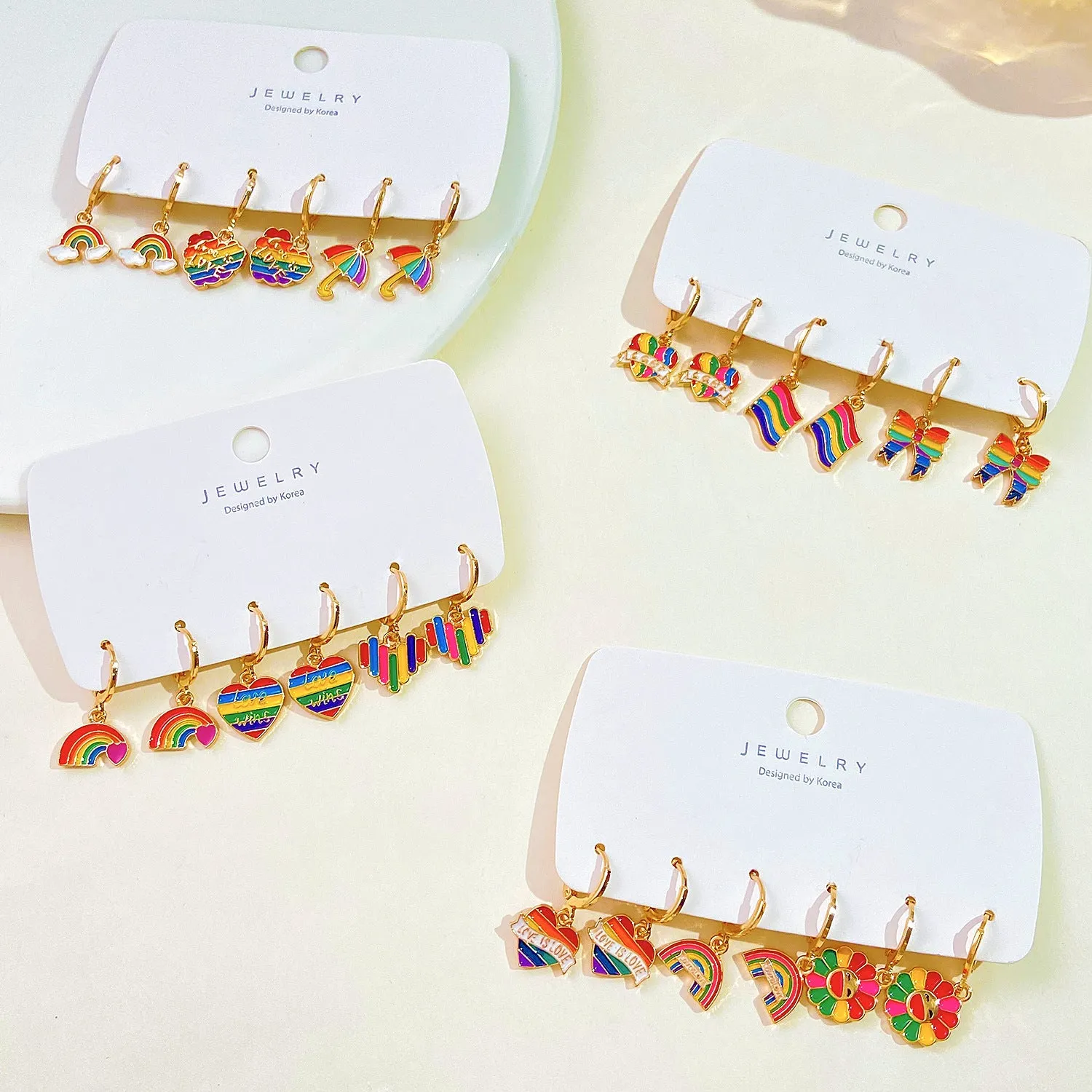 Wholesale Rainbow Alloy Earring Set