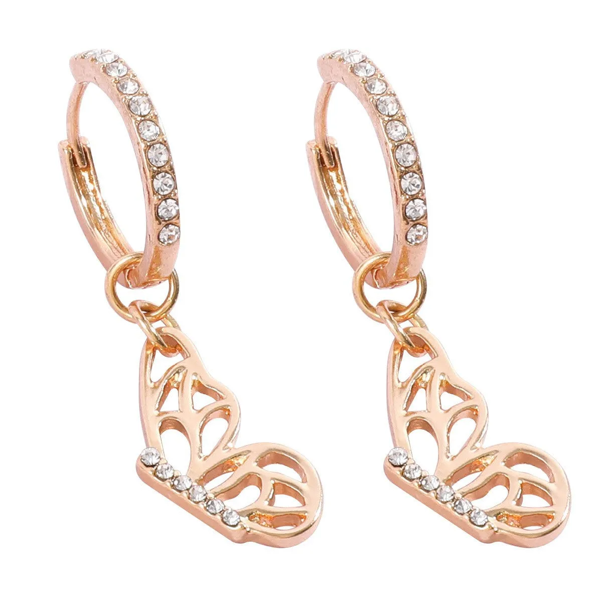 Wholesale Rainbow Alloy Love Peace Symbol Butterfly Wing Earrings