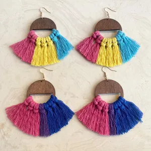 Wholesale Rainbow Chess Hand-woven Temperament Bohemian Tassel Earrings