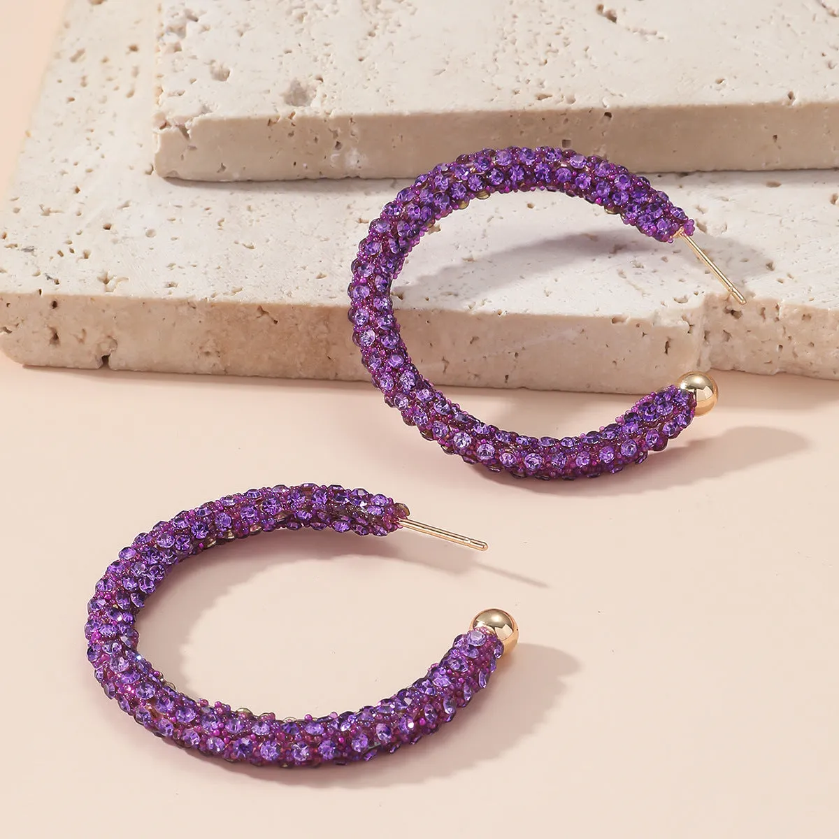 Wholesale Rainbow Colored with Diamonds Blingbling Alloy Earrings