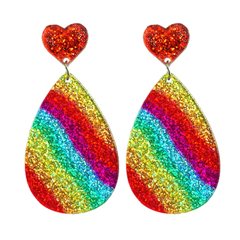 Wholesale Rainbow Flag LGBT Festival Shine Bright Love Acrylic Color Tassel Ear Ring