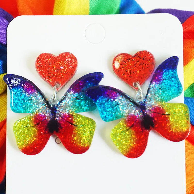 Wholesale Rainbow Flag LGBT Festival Shine Bright Love Acrylic Color Tassel Ear Ring