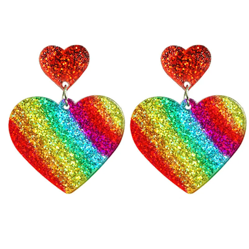 Wholesale Rainbow Flag LGBT Festival Shine Bright Love Acrylic Color Tassel Ear Ring