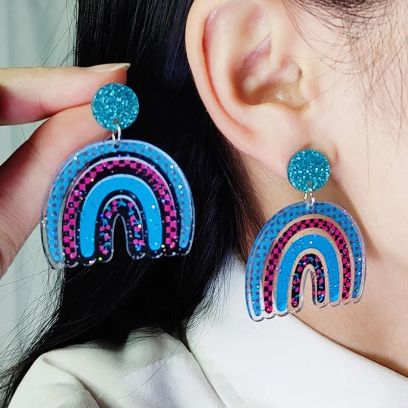 Wholesale Rainbow Fragmented Acrylic Earrings