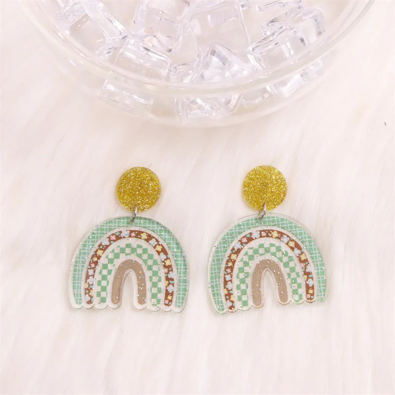 Wholesale Rainbow Fragmented Acrylic Earrings