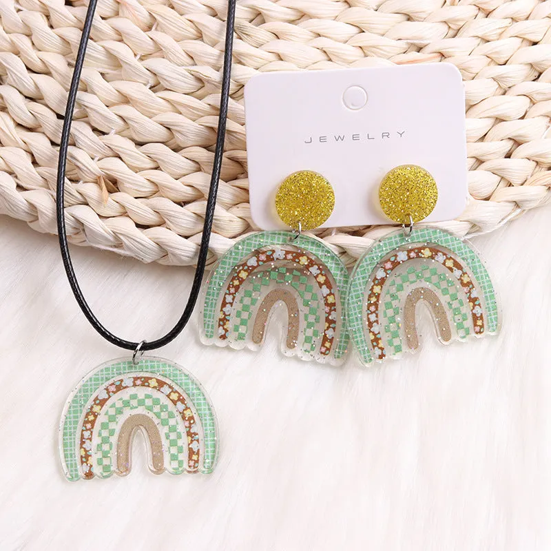 Wholesale Rainbow Fragmented Acrylic Earrings