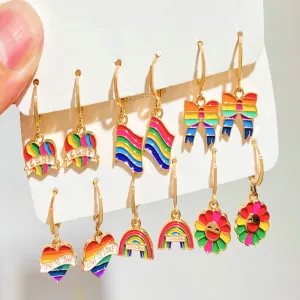 Wholesale Rainbow Heart Alloy Earrings