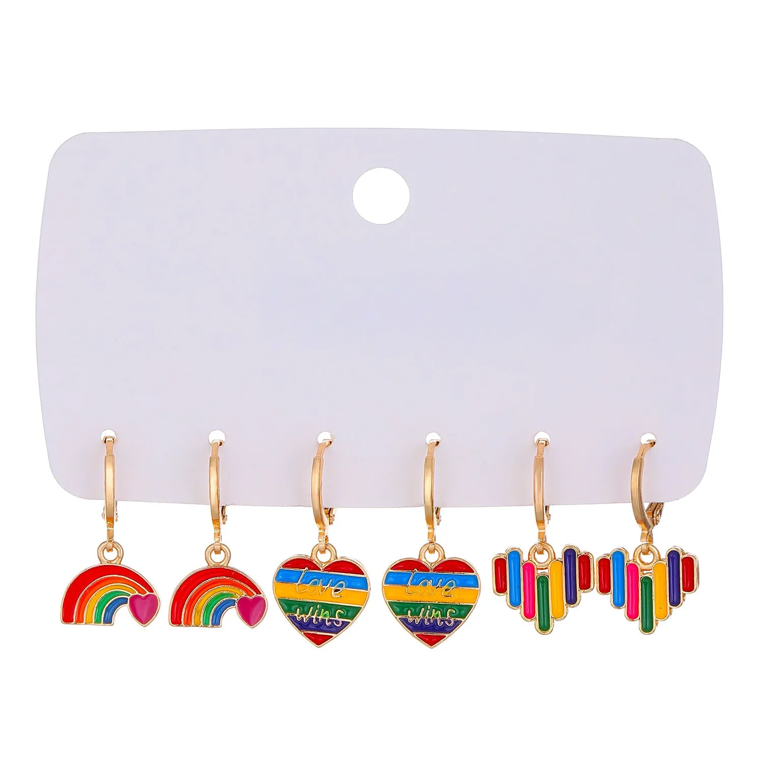 Wholesale Rainbow Heart Alloy Earrings