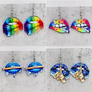 Wholesale Rainbow Mouth Acrylic Earrings