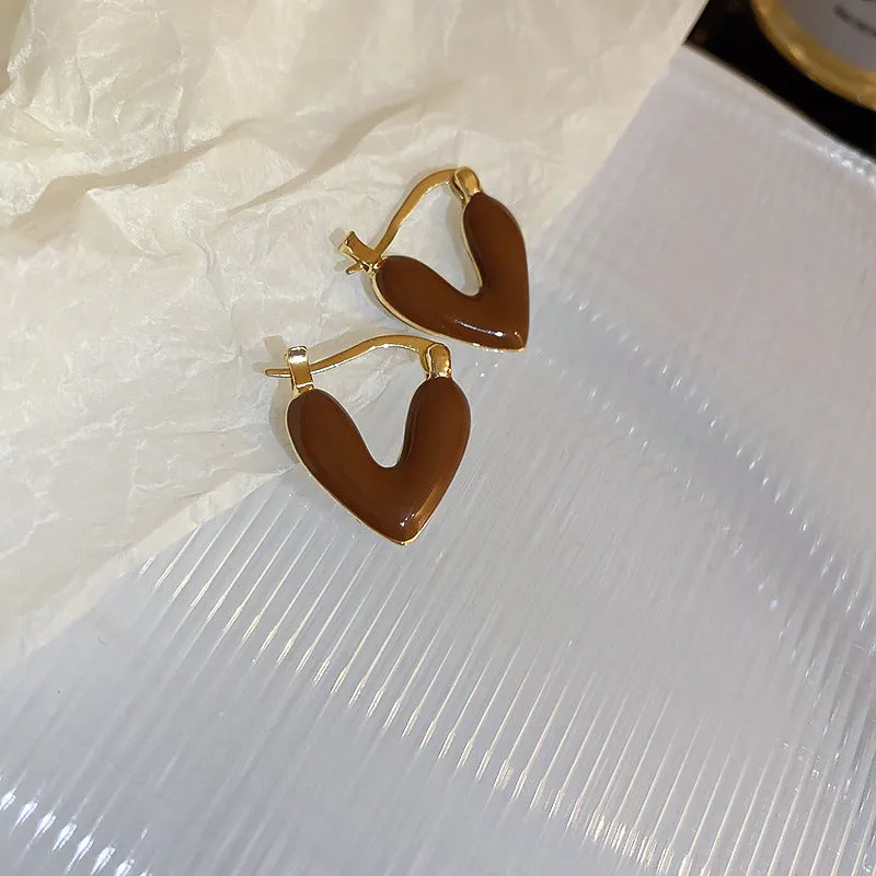 Wholesale Real Gold Electroplating Autumn and Winter Retro Fashion Temperament High-end Round Tiger Eye Stone Earrings