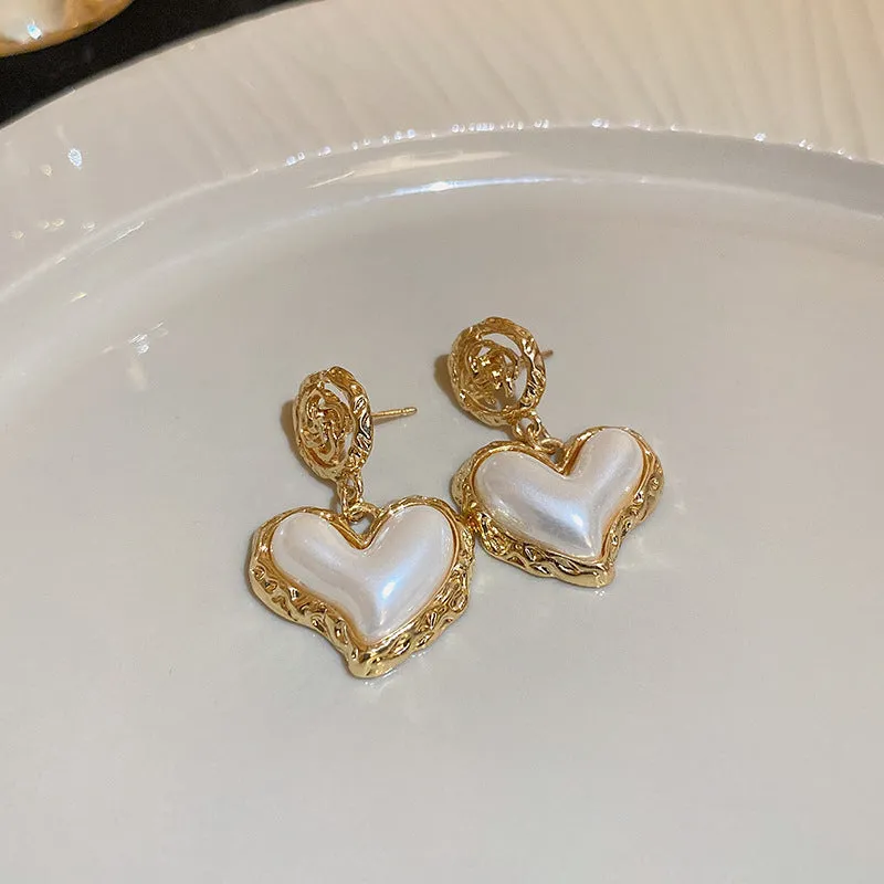 Wholesale Real Gold Plated Silver Needle Vintage Earrings Imitation Pearl