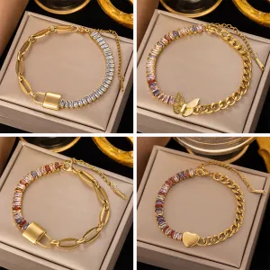 Wholesale Rectangular Diamond  Coarse Titanium Steel Bracelet