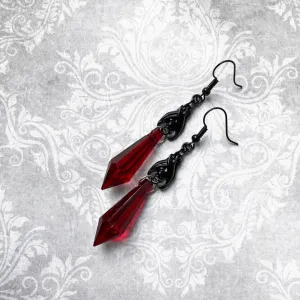 Wholesale Red and Black Gemstone Dark Bat Pendant Earrings