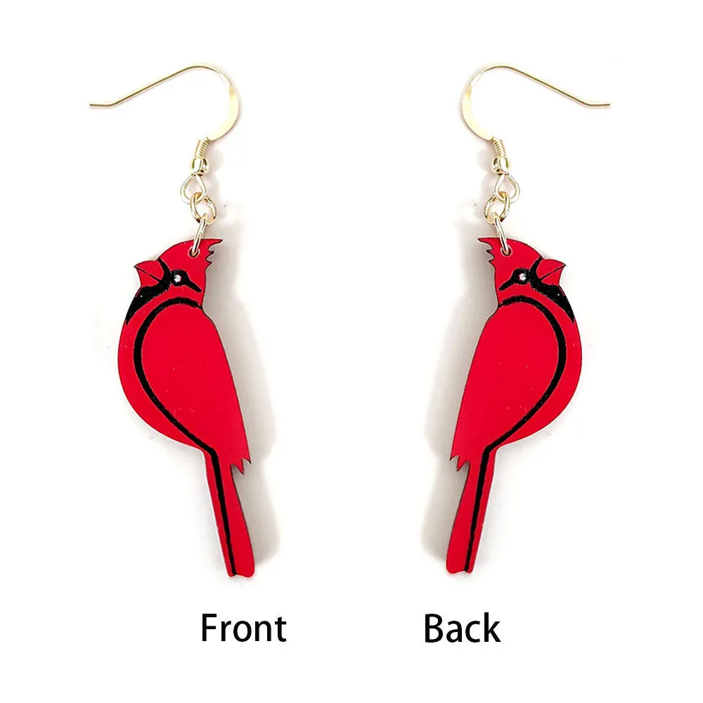 Wholesale Red Bishop Bird Wooden Earrings