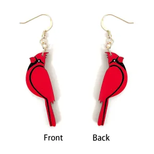 Wholesale Red Bishop Bird Wooden Earrings