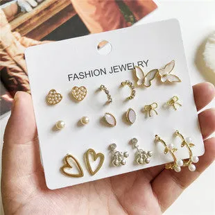 Wholesale Red Heart 6-Piece Alloy Earrings Set