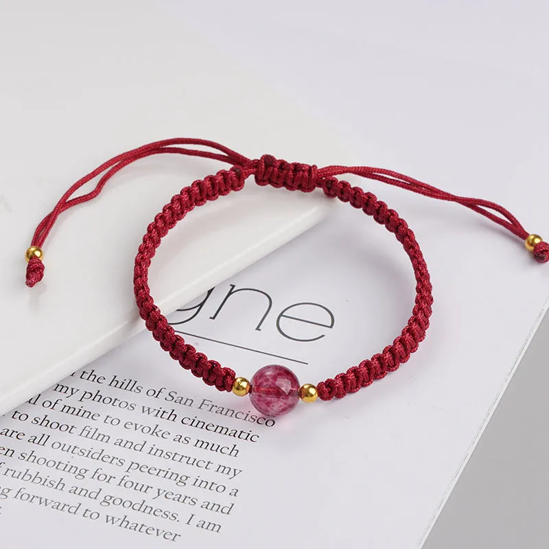 Wholesale Red Strawberry Crystal Braided Bracelet