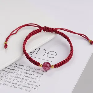 Wholesale Red Strawberry Crystal Braided Bracelet