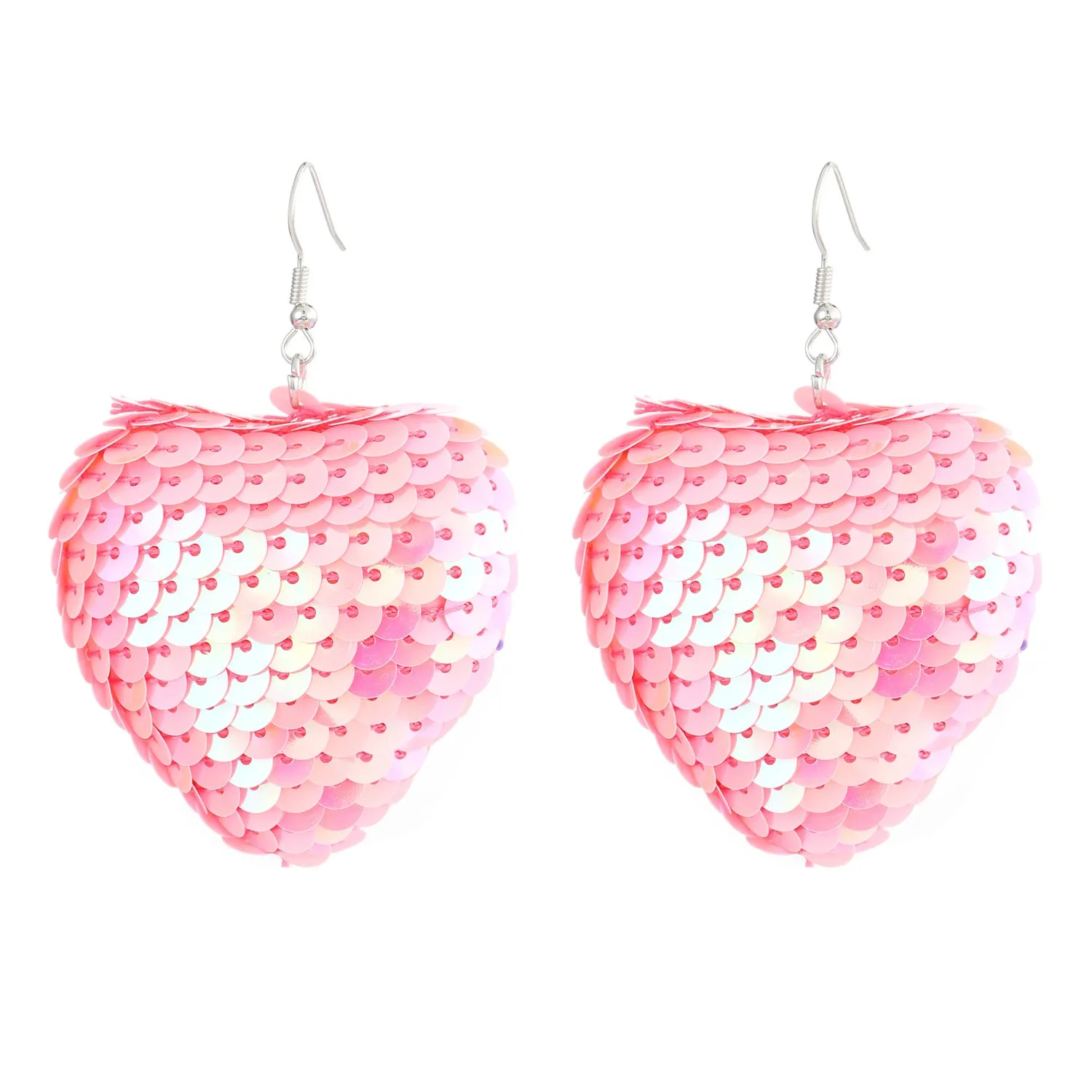 Wholesale Reflective Sequin Heart Earrings