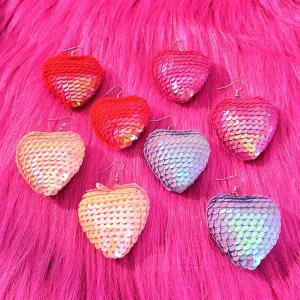 Wholesale Reflective Sequin Heart Earrings