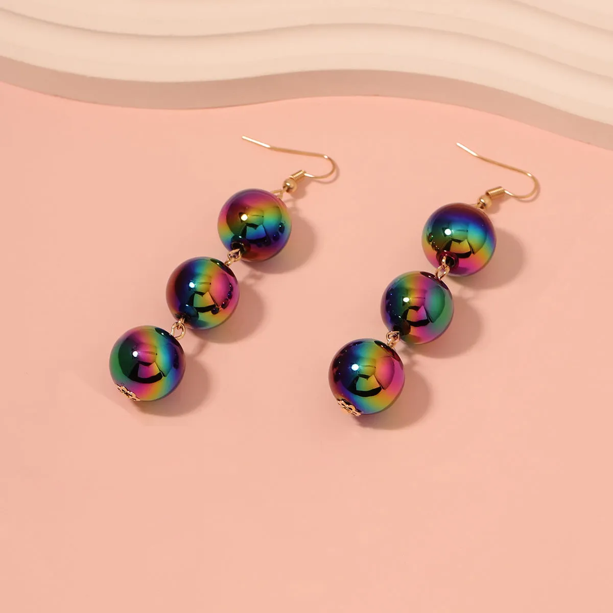 Wholesale Resin Colorful Ball Long Spliced Earrings